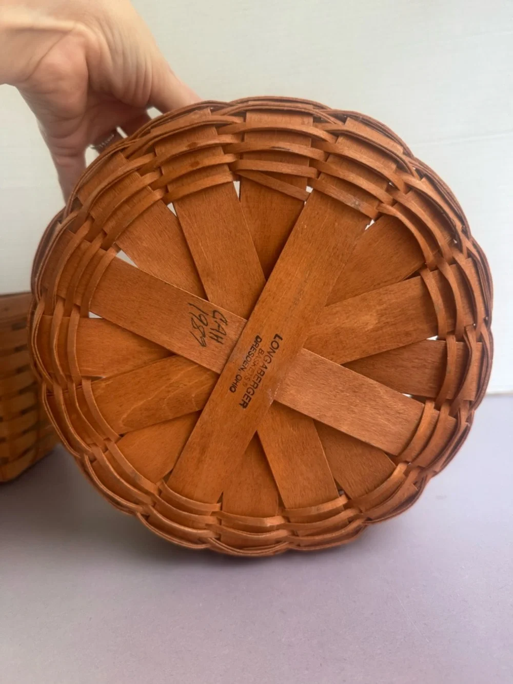 Longaberger Three-Piece Small Natural Brown Woven Basket Set - Picture 8 of 13